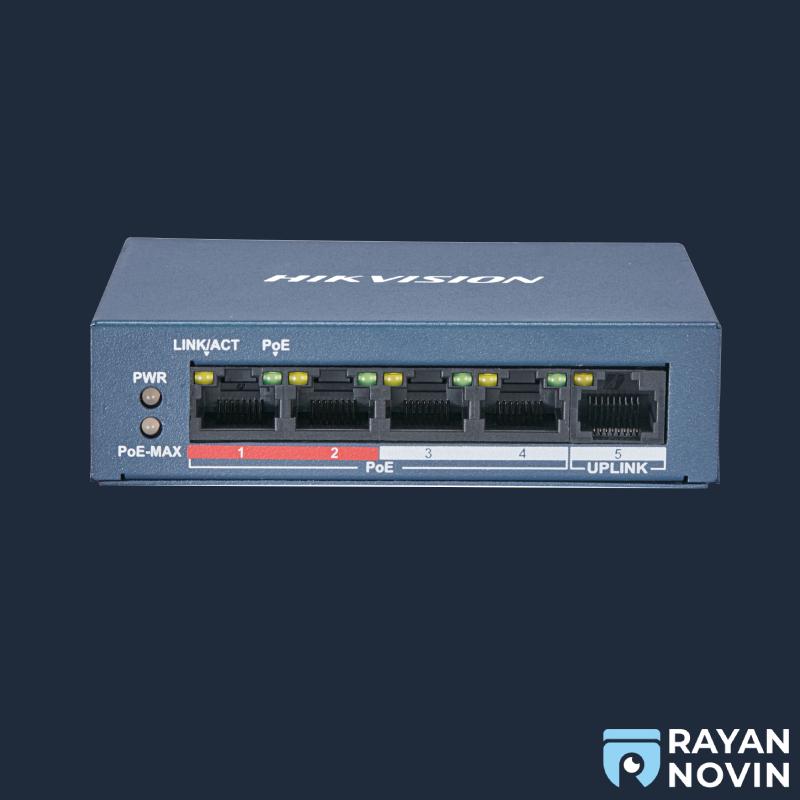 سوئیچ شبکه 4 پورت PoE هایک ویژن مدل  DS-3E0105P-E
