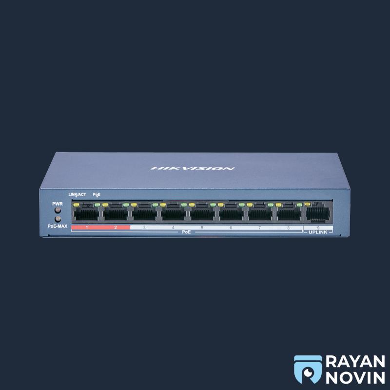 سوئیچ شبکه 8 پورت PoE هایک ویژن مدل  DS-3E0109P-E