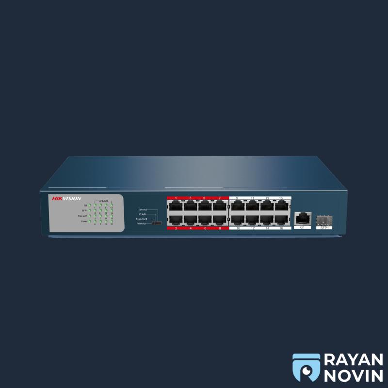 سوئیچ شبکه 16 پورت poe هایک ویژن مدل DS-3E0318P-E/M