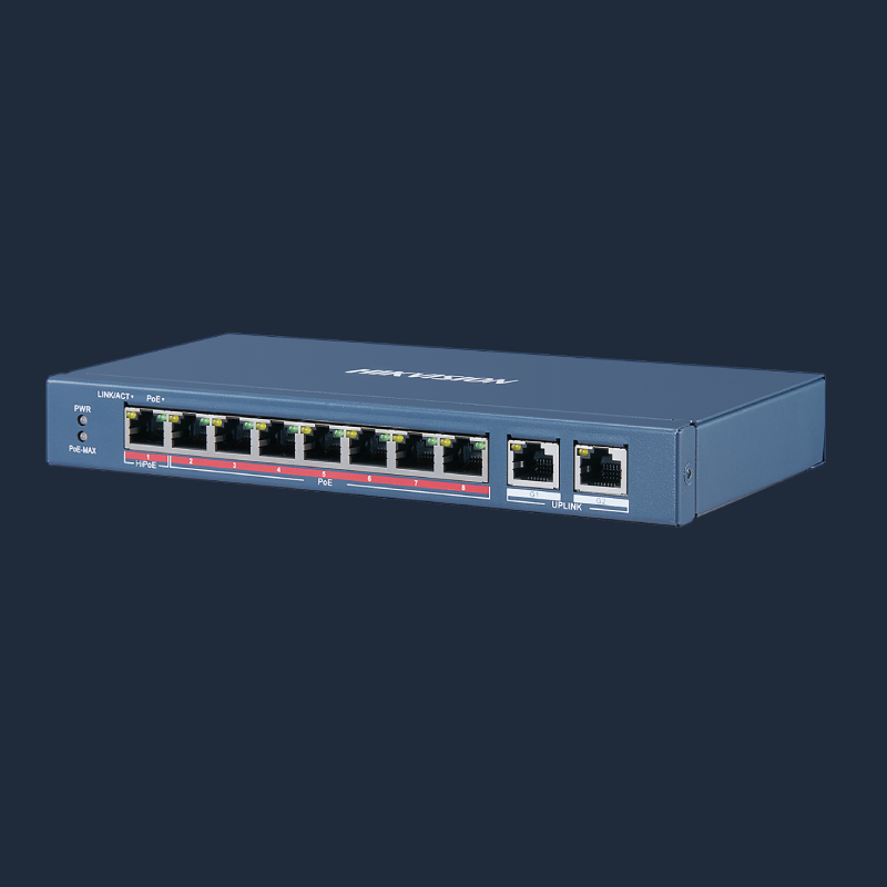 سوئیچ شبکه 8 پورت poe غیرمدیریتی 8 پورت Fast Ethernet هایک ویژن مدل DS-3E0310HP-E