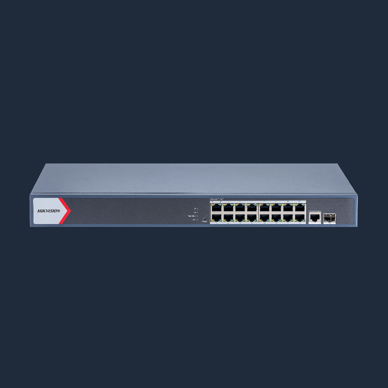 سوئیچ شبکه 16 پورت PoE هایک ویژن مدل DS-3E1518P-EI/M